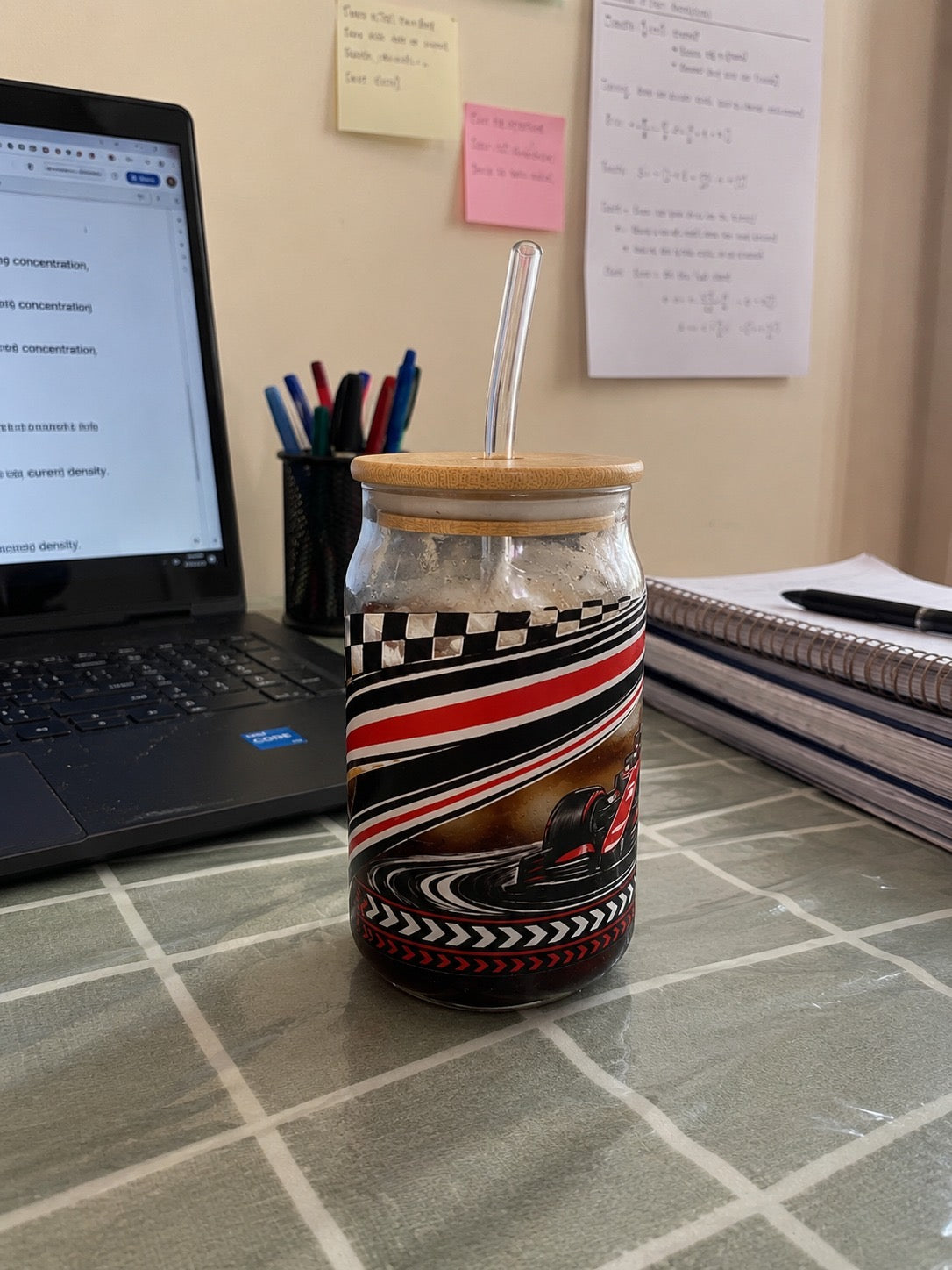 Race Car Glass Tumbler (550 ml)