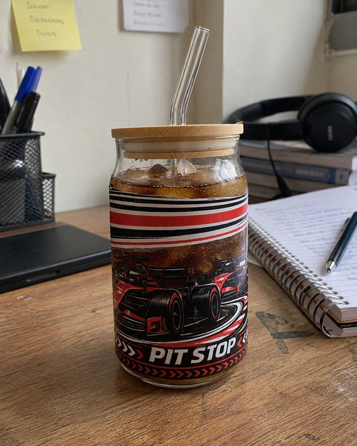 Race Car Glass Tumbler (550 ml)