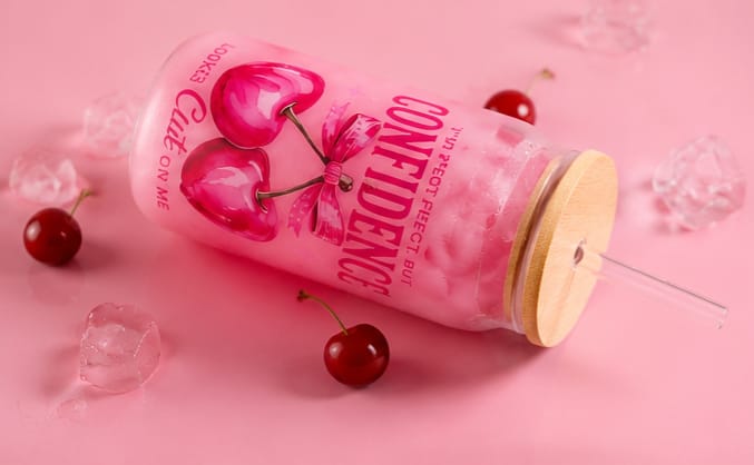 SIPITUP Cherry Confidence Glass Tumbler Glass Tumbler (550 ml)