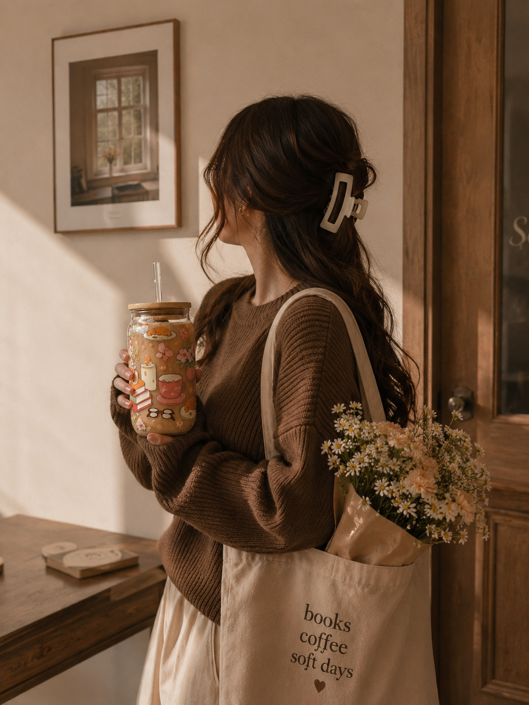 The Cozy Brew Glass Tumbler